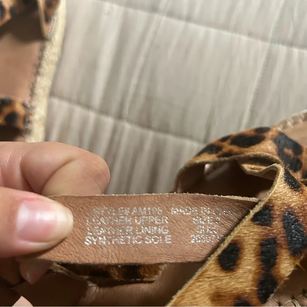 Madewell Malia Leopard Print Strappy Espadrille Sandals Calf Hair​​